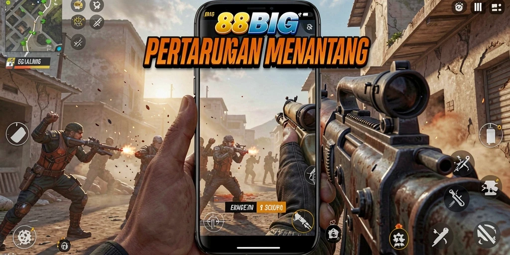 Screenshot menampilkan aksi intens dalam pertarungan FPS di 88BIG.