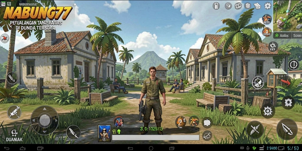 Tampilan gameplay NABUNG77 di dunia terbuka yang luas dan menakjubkan.
