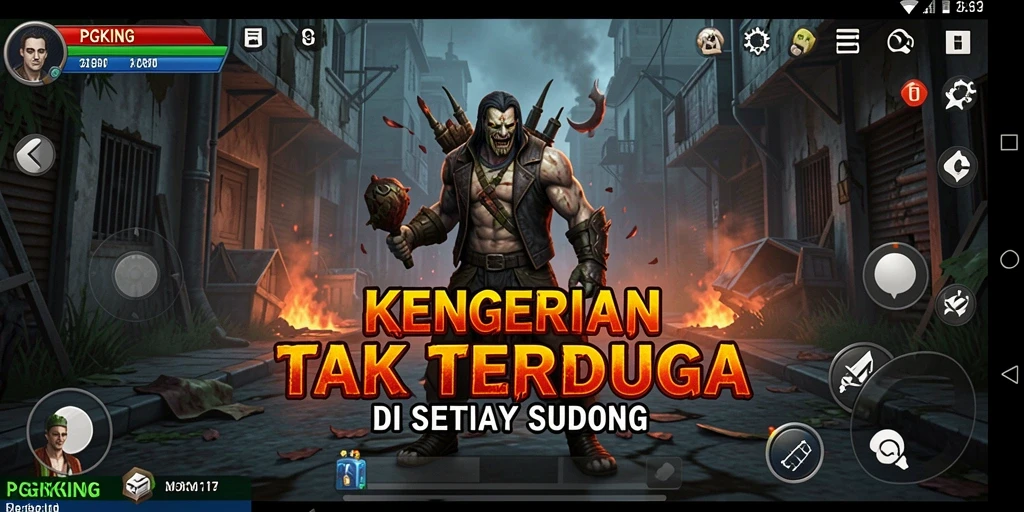 Tampilan gameplay PGKING yang menakutkan dan penuh ketegangan.