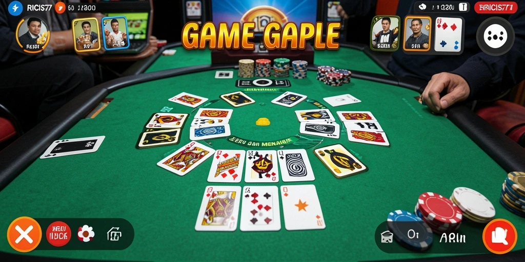 Tampilan menarik game Gaple RICIS77 dengan grafis yang cerah.
